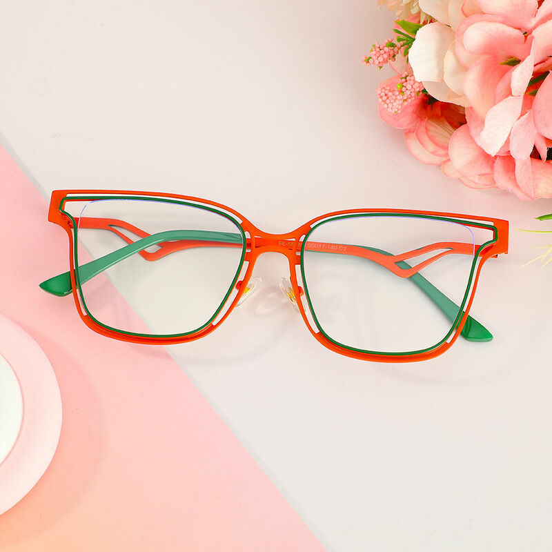 Steinbeck Square Orange Glasses