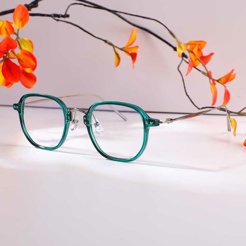 Marjorie Square Green Glasses