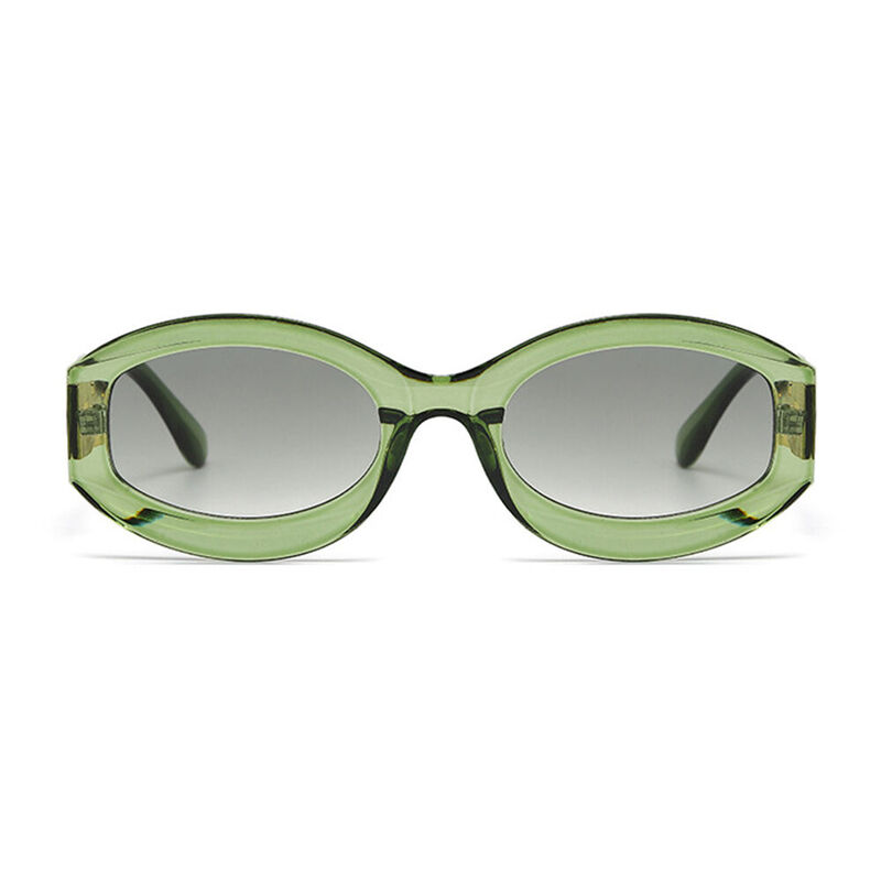 Elle Oval Green Sunglasses