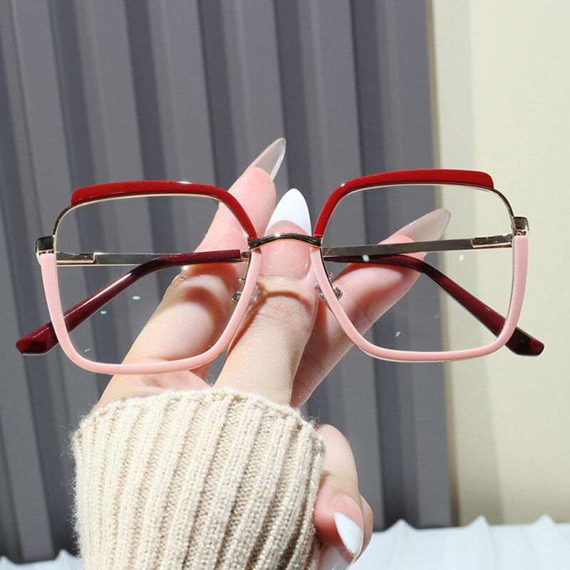Lizzie Geometric Pink Glasses