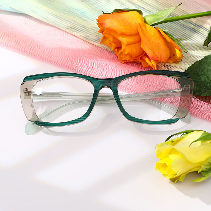 Aldrida Cat Eye Green Glasses