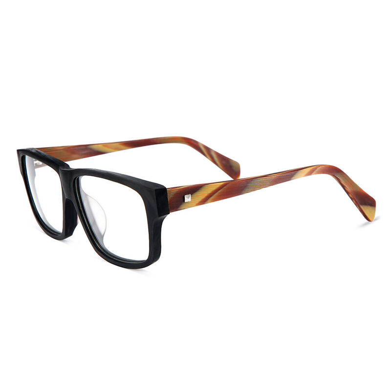 Logan Rectangle Black Brown Glasses
