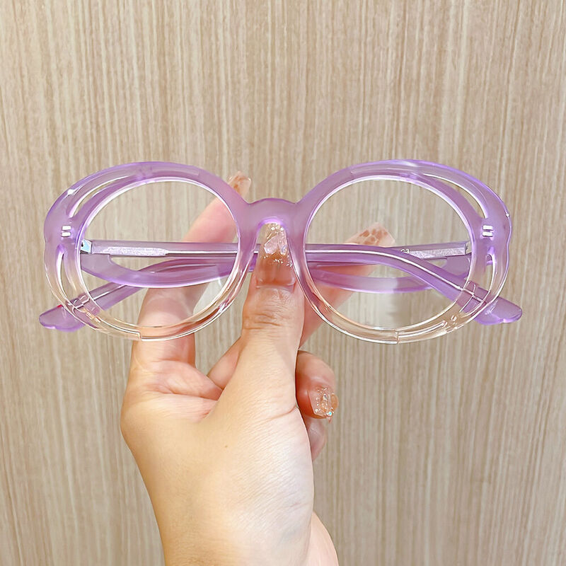 Nahu Round Purple Glasses