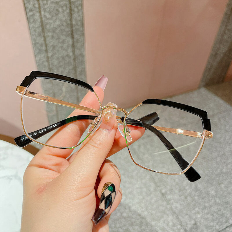 Brauneing Geometrische Schwarze Brille