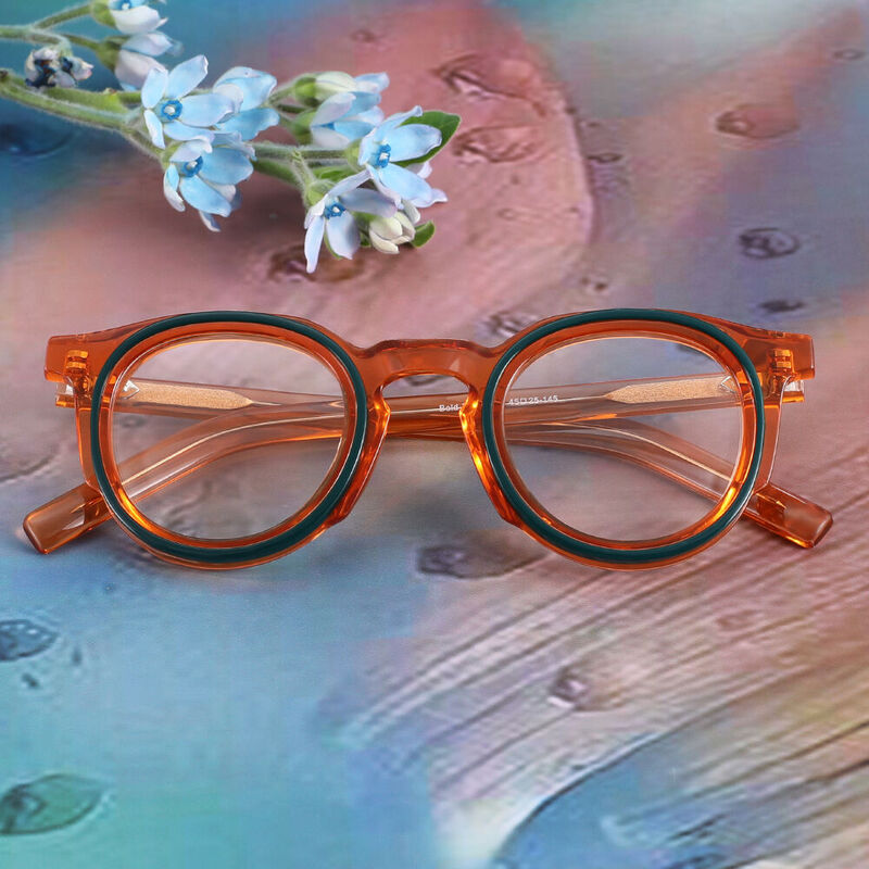 Zamin Round Orange Glasses