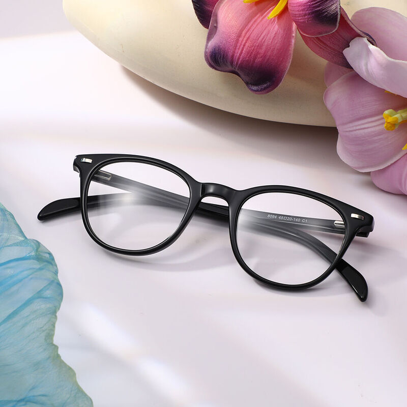 Kimb Round Black Glasses