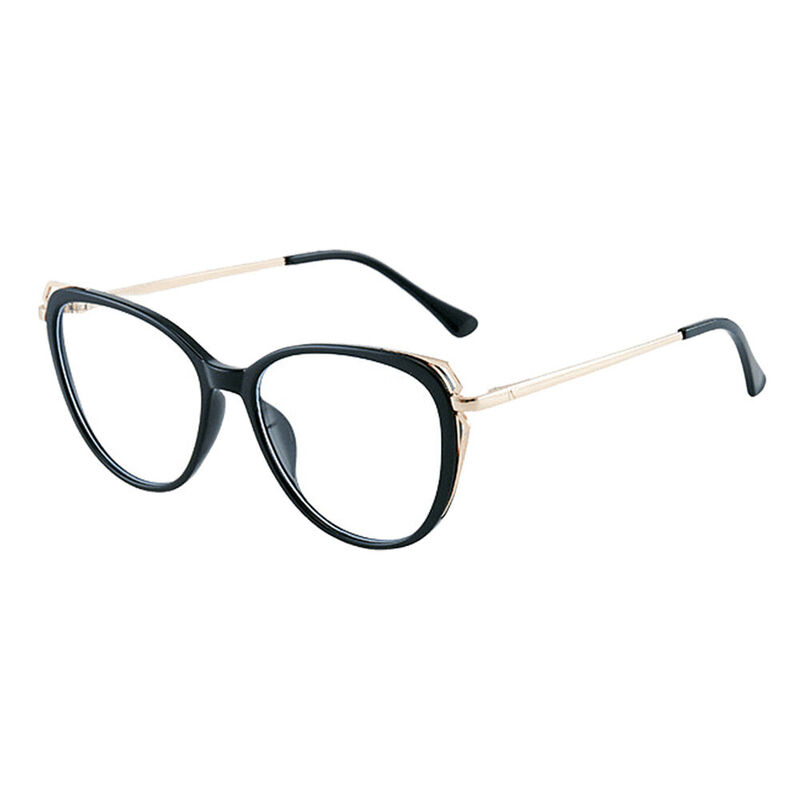 Crystal Cat Eye Black Glasses
