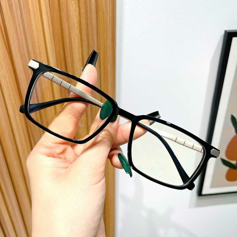 Lytton Rectangle Black Glasses