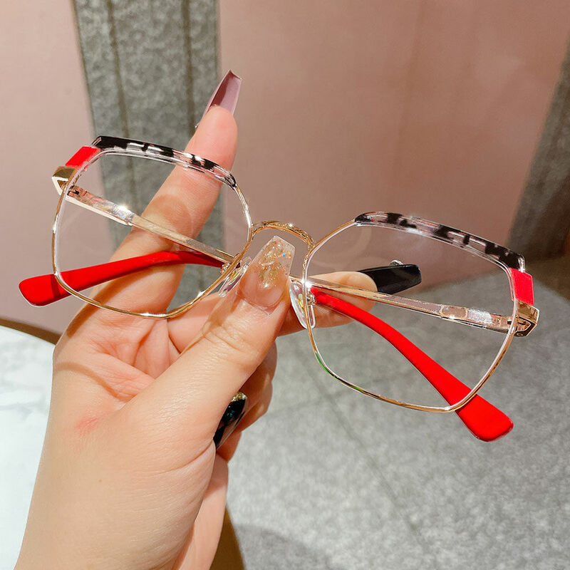 Brauneing Geometrische Rote Brille