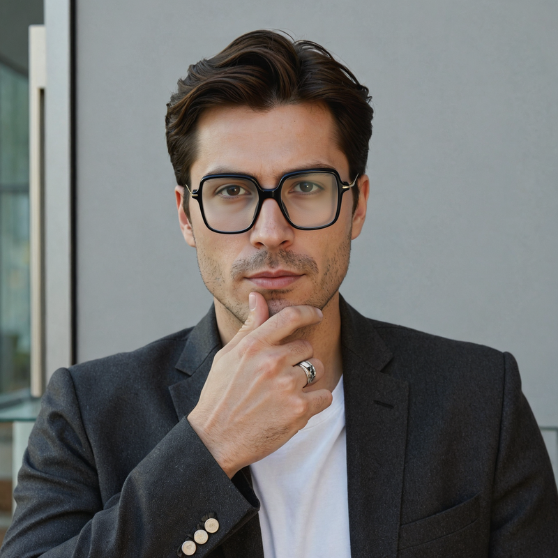 Wallace Geometric Black Glasses