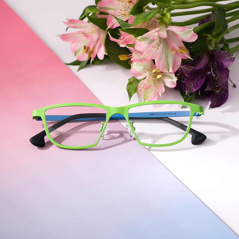 Regin Rectangle Green Glasses