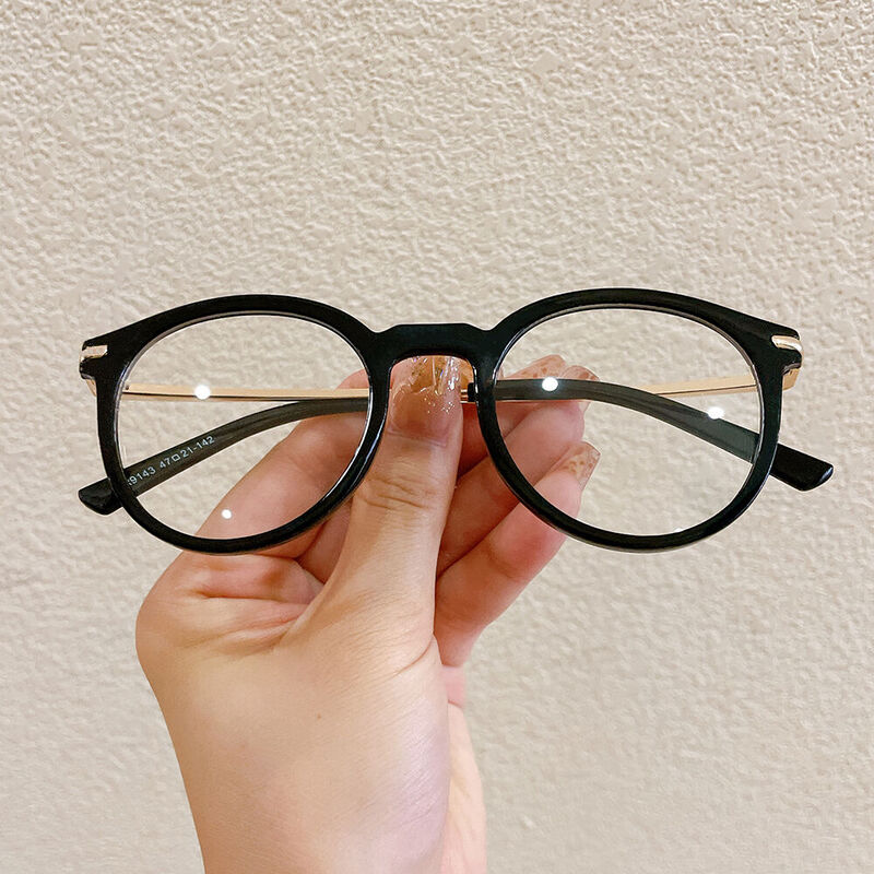 Aaro Round Black Glasses