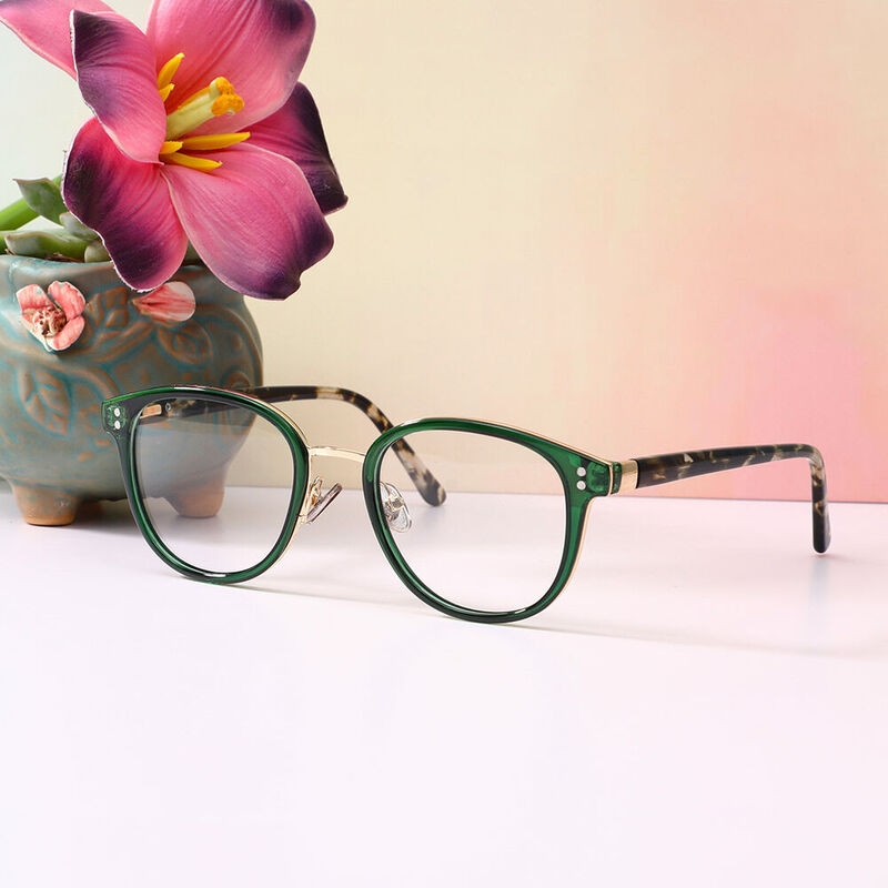 Rosasi Round Green Glasses