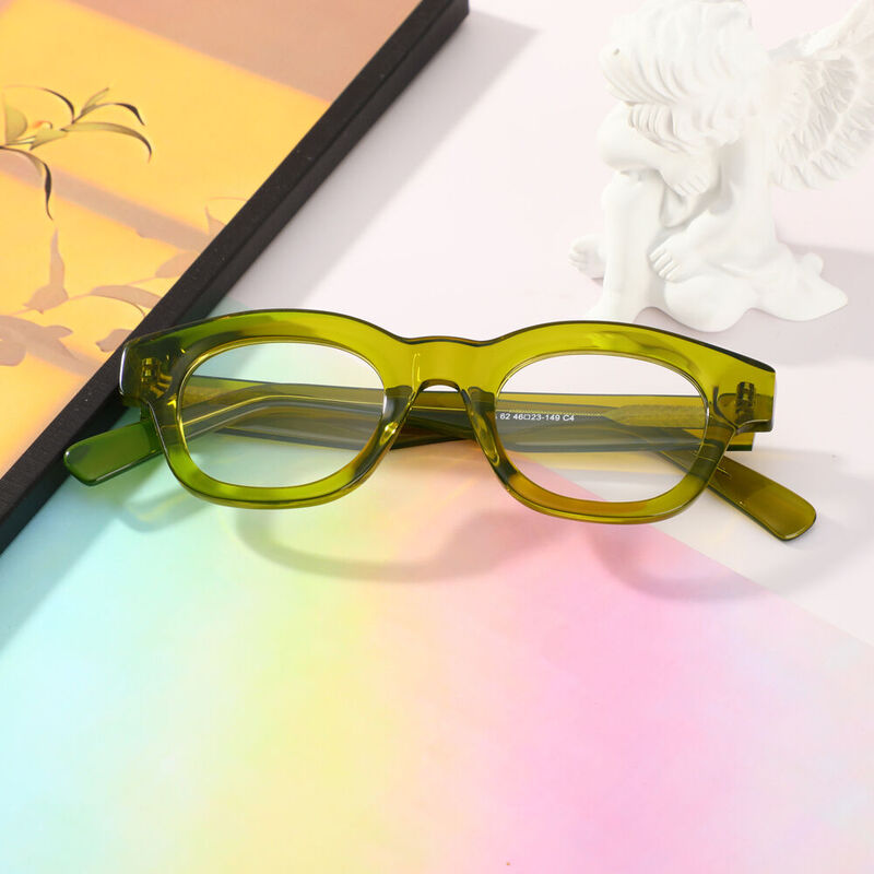 Motley Square Green Glasses