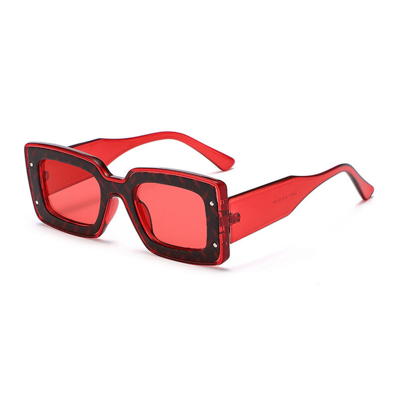 Jess Rectangle Red Sunglasses