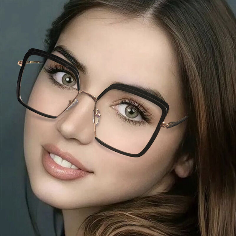 Deborah Geometric Black Glasses