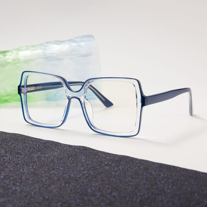 Jade Square Blue Glasses