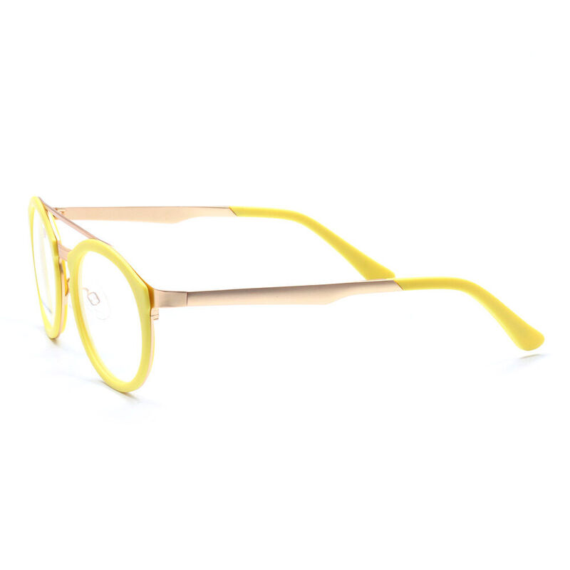 Leon Aviator Round Yellow Glasses