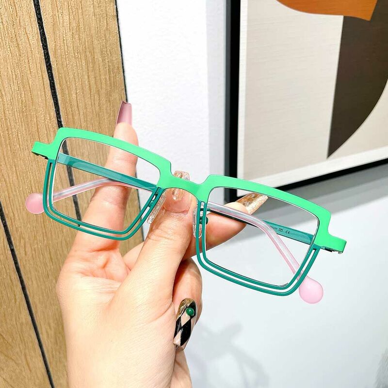 Taylor Rectangle Green Glasses