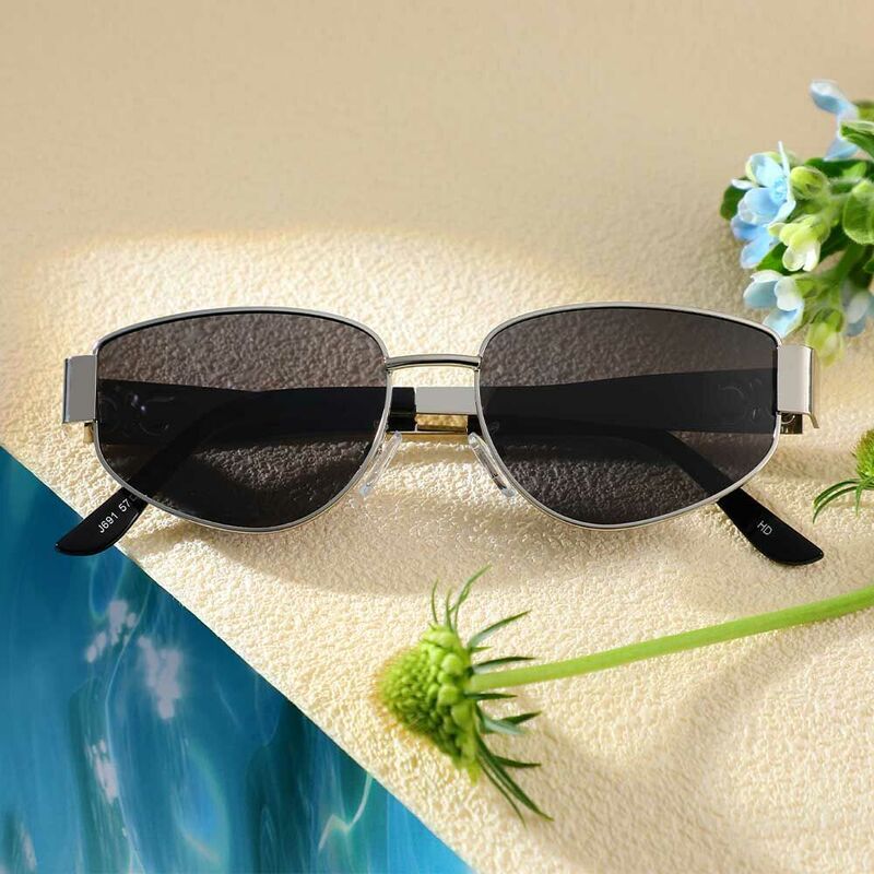 Gwendolyn Oval Silver Sunglasses