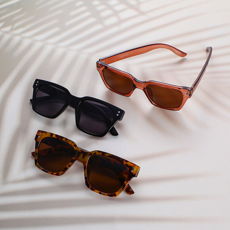 Sugar Cube Rectangle Brown Sunglasses