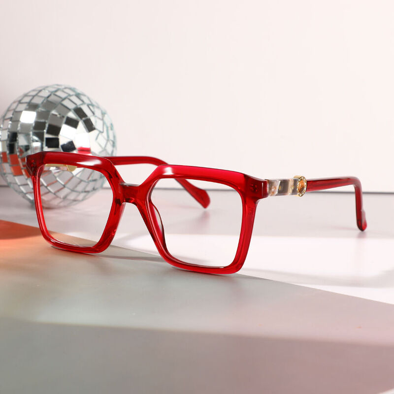 Senior Square Red Glasses