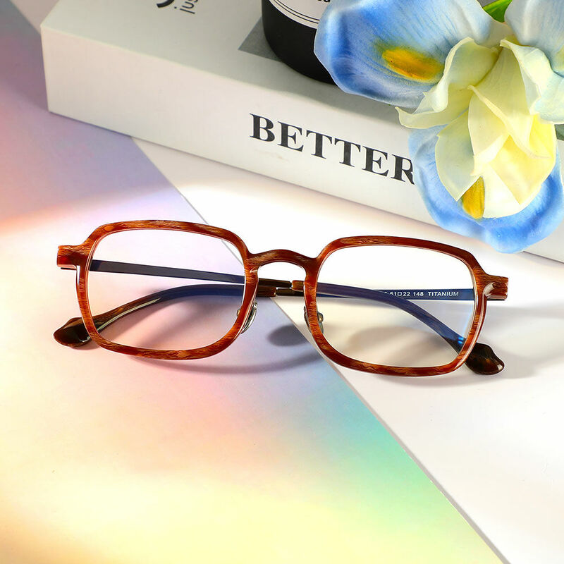 Afra Rechteckige Braune Brille