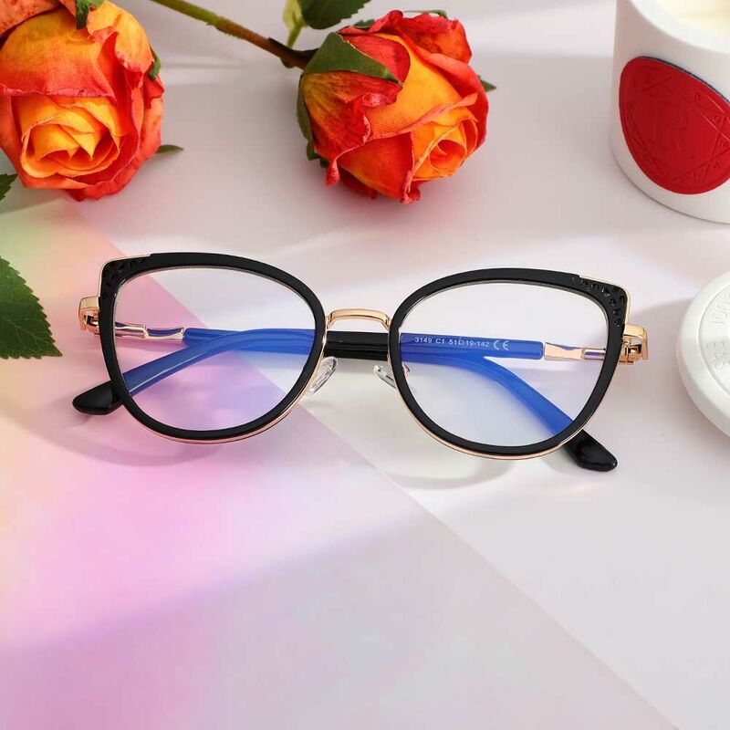 Lunettes de Vue Blanche Cat Eye Noir