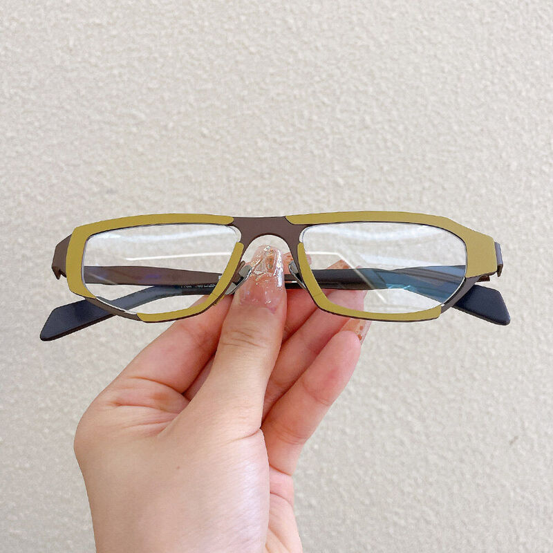 Deliaoa Rechteckige Gelbe Brille