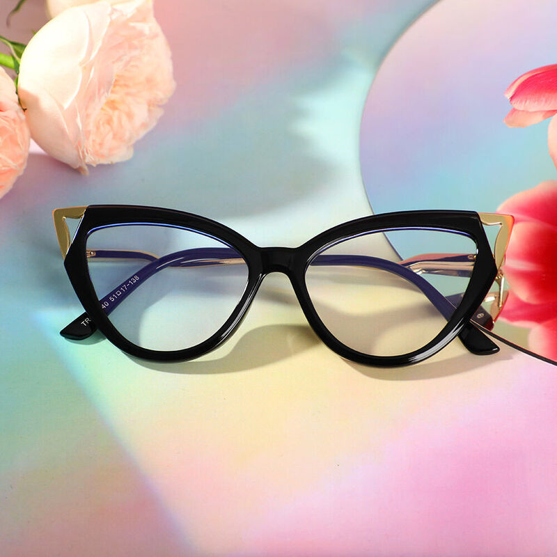 Nydia Cat Eye Black Glasses