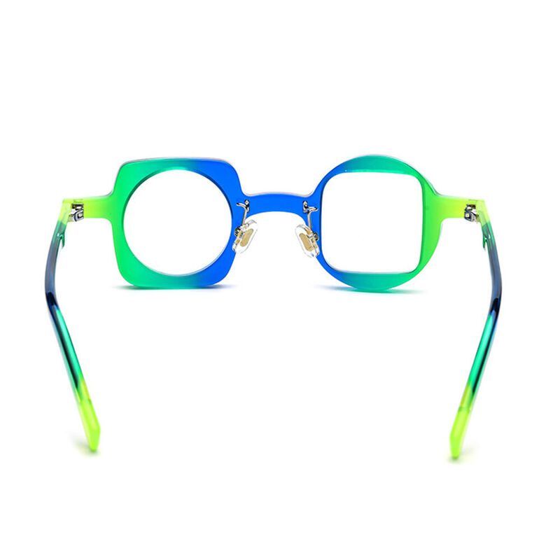 Angell Round Square Green Glasses