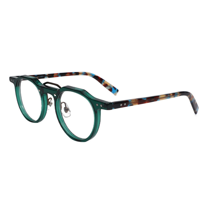 Woodr Round Green Glasses