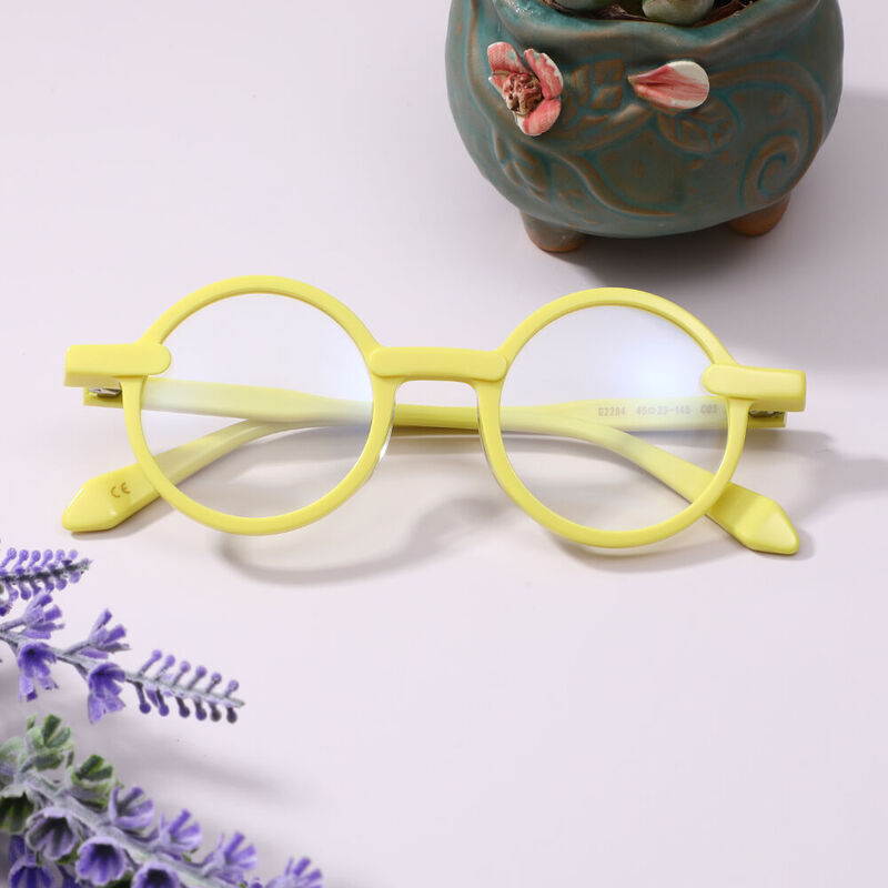 Neila Round Yellow Glasses