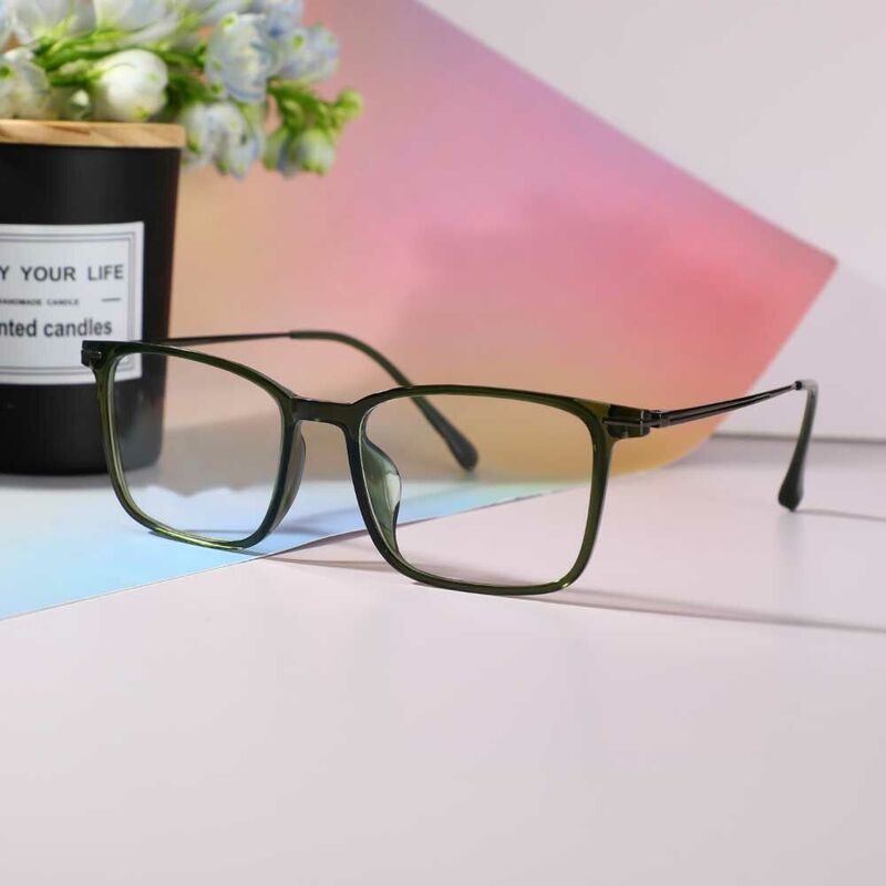 Wells Rectangle Green Glasses