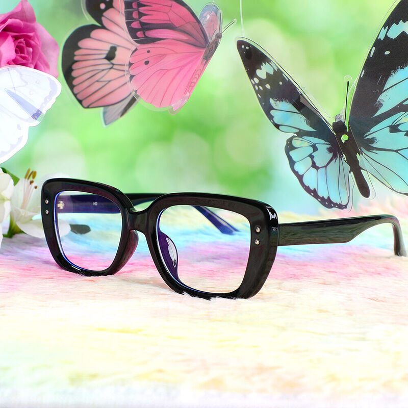 Wallis Rectangle Black Glasses