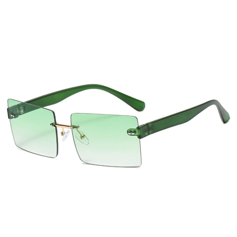 Elmira Rectangle Green Sunglasses