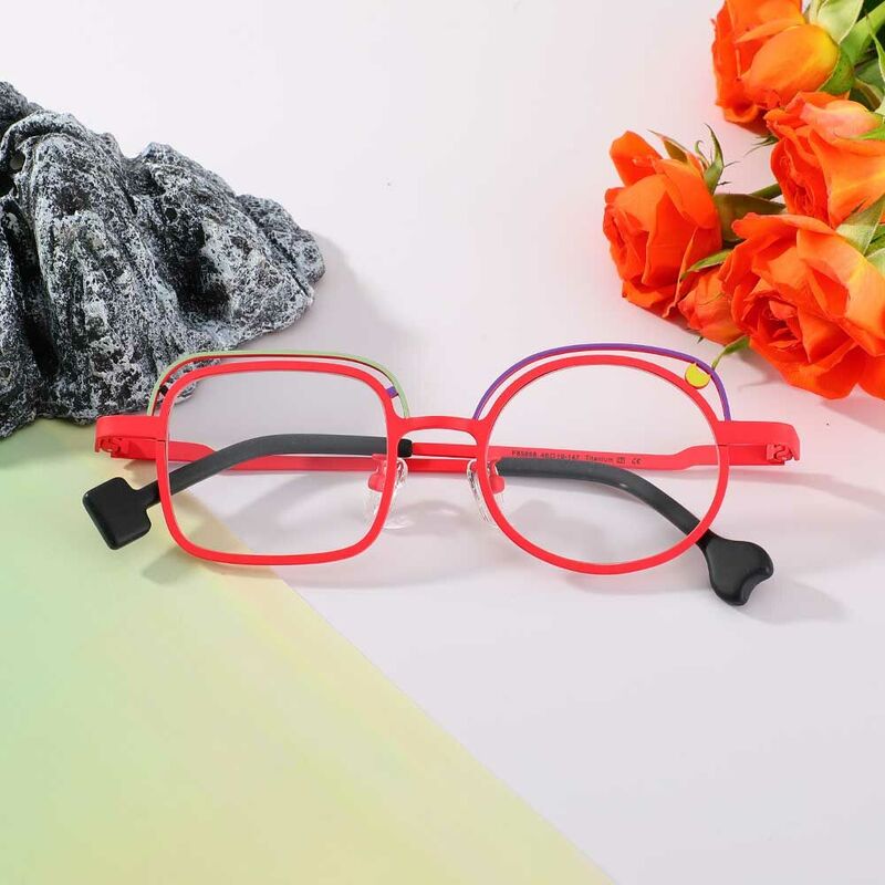 Lunettes de Vue Harrima Carré Ronde Rouge