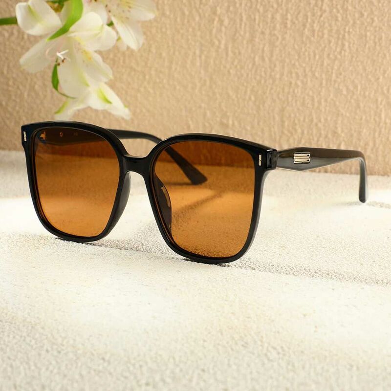 Jamie Quadratische Braune Sonnenbrille