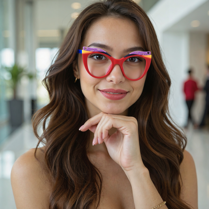 Lunettes de Vue Anderso Cat Eye Rouge
