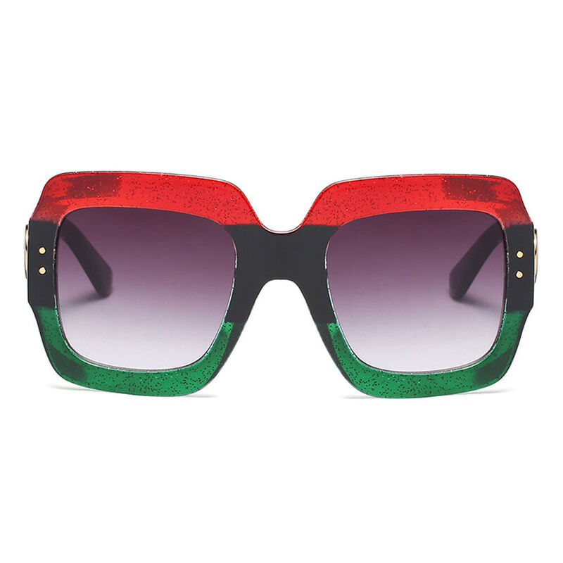 Allson Square Red Green Sunglasses