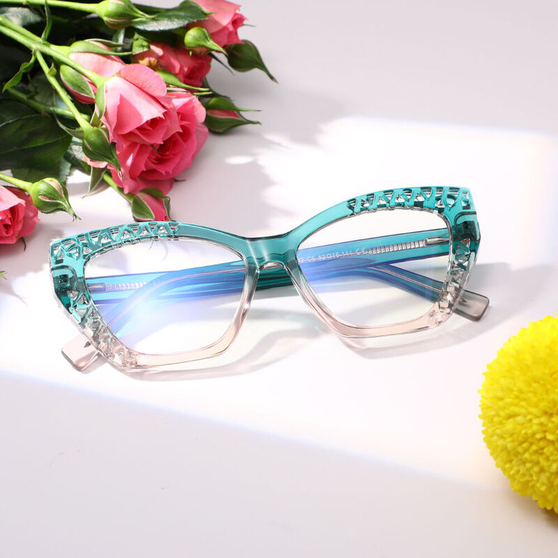 Saxton Cat Eye Green Glasses