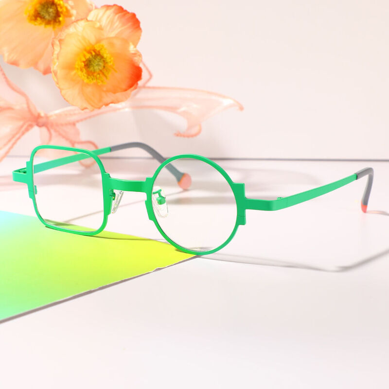 Stella Square Round Green Glasses