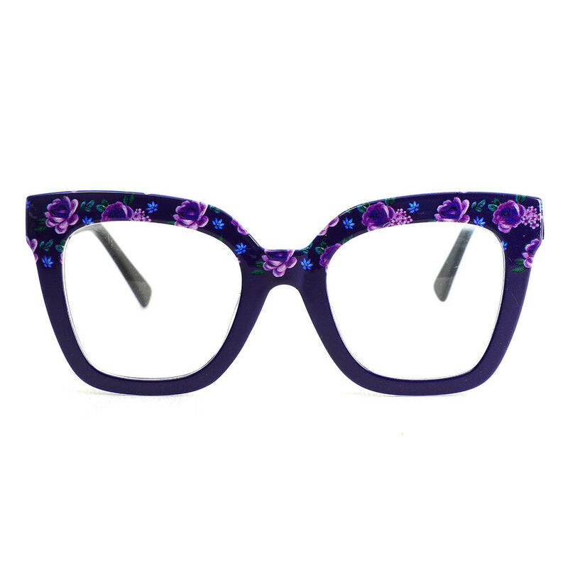 Cynthia Square Purple Floral Glasses