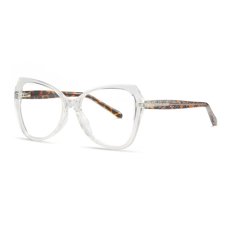 Snow Cat Eye Clear Glasses