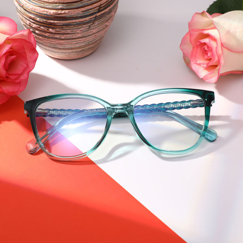 Dequince Cat Eye Green Glasses