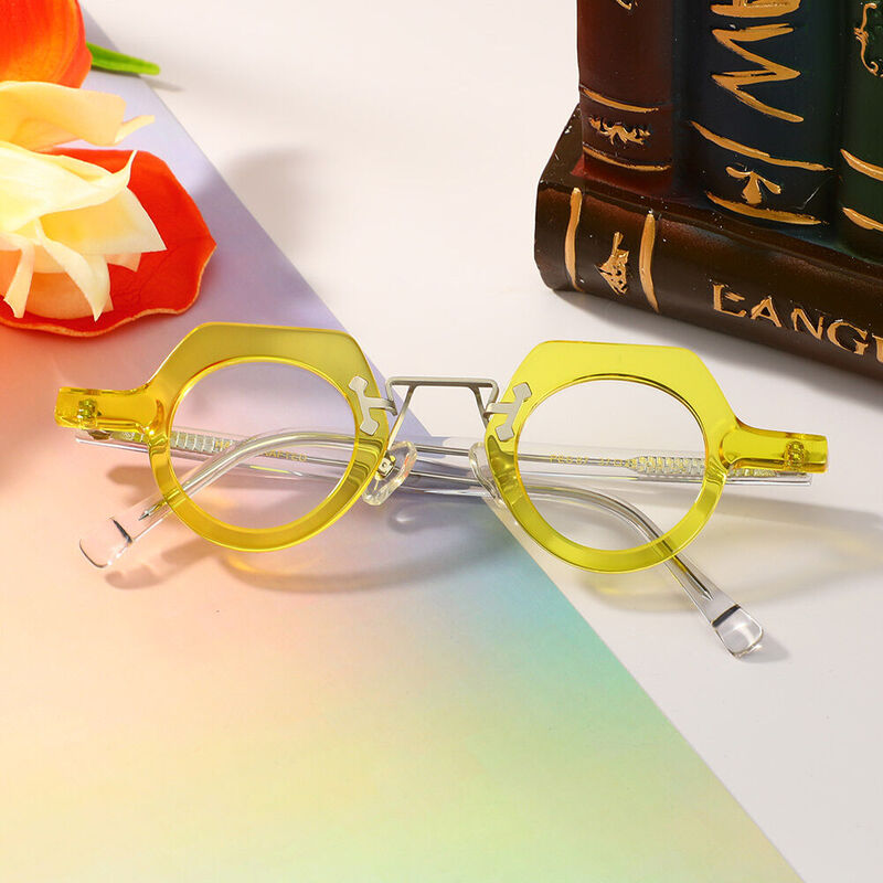 Rhodes Round Yellow Glasses