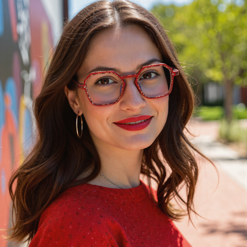 Richar Geometric Red Glasses