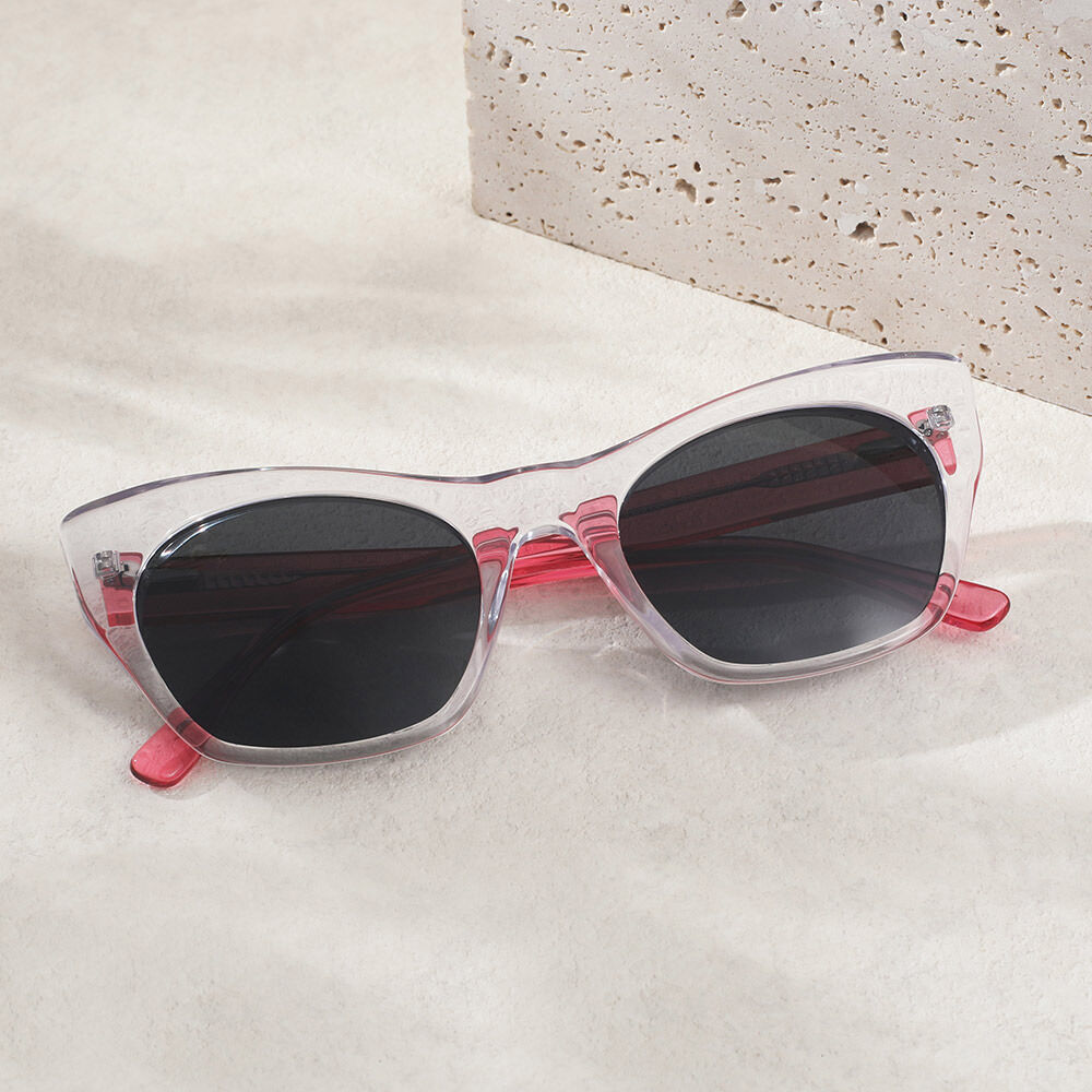 On Stage Cat Eye Transparent/Red Sunglasses