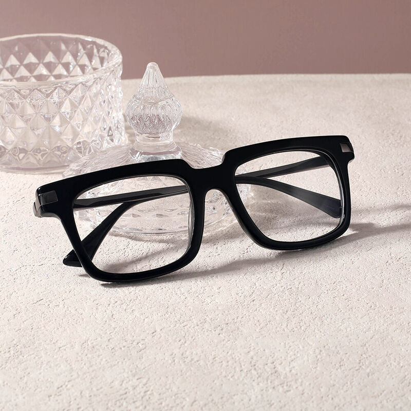 Charlotte Rectangle Black Glasses