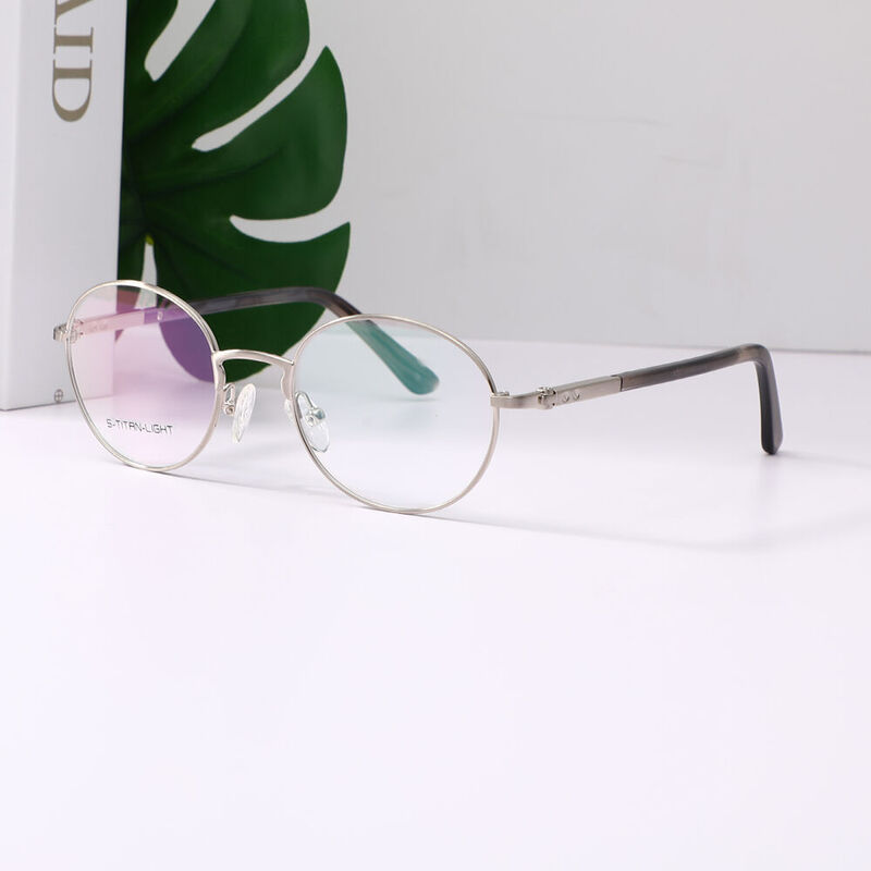 Gloriy Oval Gunmetal Glasses